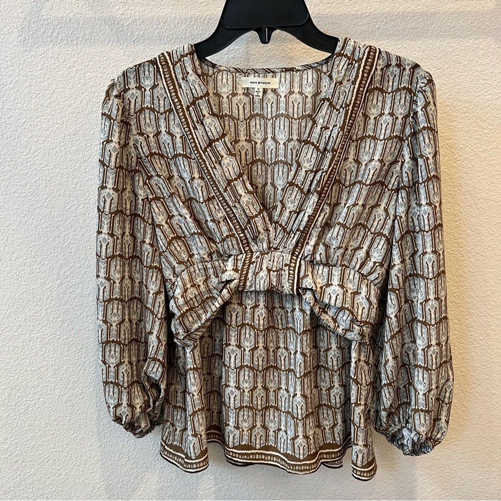 MAX STUDIO Peplum Faux Wrap Top